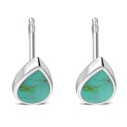 Turquoise Pear Shaped Drop Silver Stud Earrings, e150